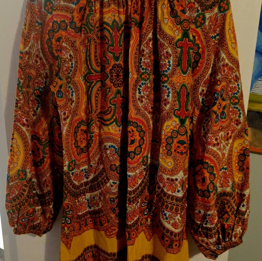 1960's Boho  Paisley Print Mini Dress - Picture 5 of 6